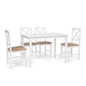 Обеденная группа на кухню Хадсон (стол + 4 стула) id 13693 pure white (белый 2-1) арт.13693 в Ревде